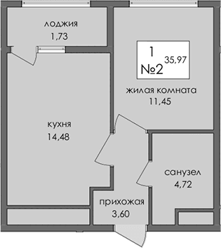 1-комн., 34.24 м²