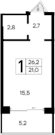 Студия, 21 м²