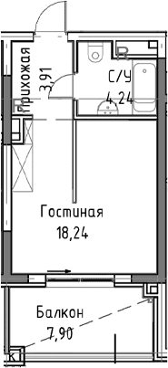 Студия, 31.92 м²