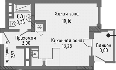 Студия, 32.37 м²