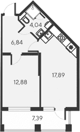 2-комн., 41.65 м²