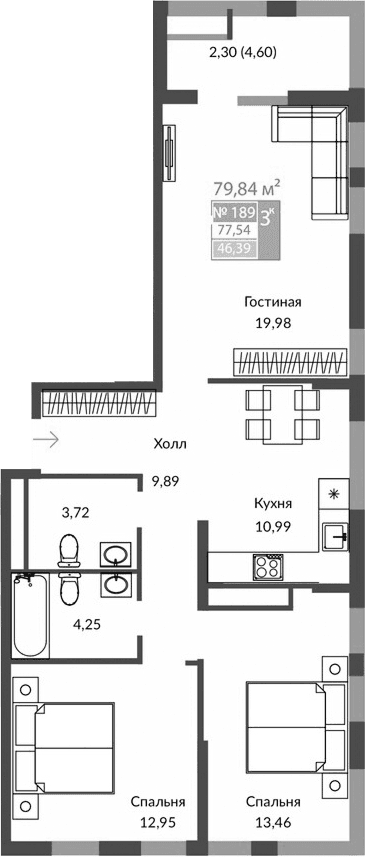 3-комн., 75.24 м²