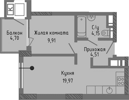 2-комн., 38.54 м²