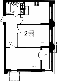 2-комн., 53.89 м²