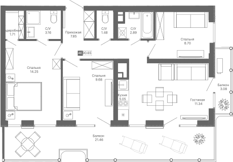4-комн., 66.11 м²