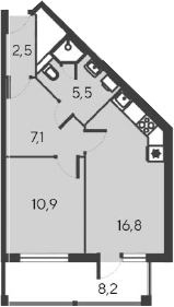 2-комн., 42.8 м²
