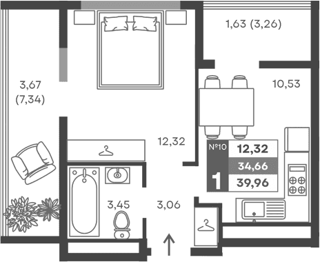 1-комн., 29.36 м²