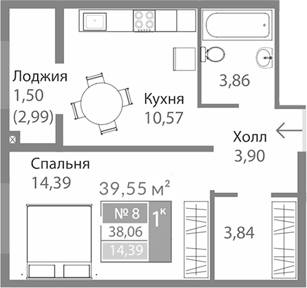 1-комн., 36.56 м²