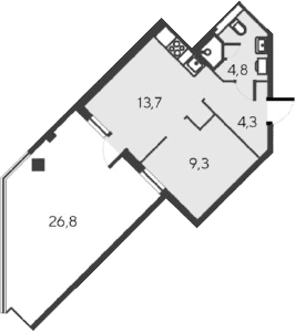 2-комн., 32.1 м²