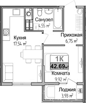 1-комн., 36.8 м²