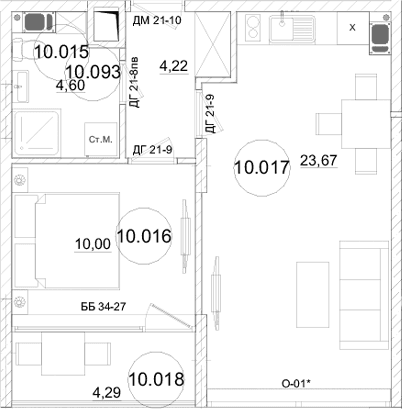 2-комн., 42.65 м²