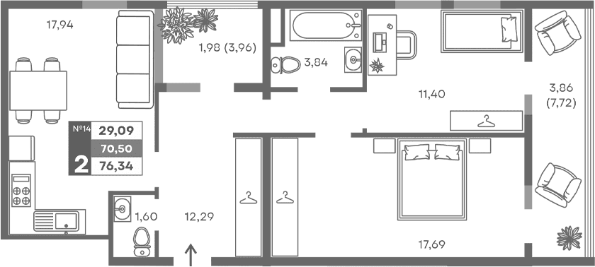 2-комн., 64.66 м²