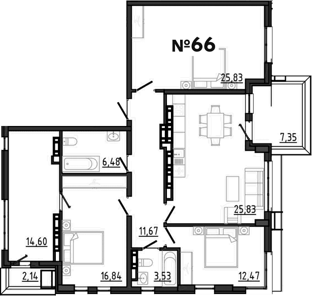 3-комн., 103.77 м²