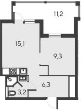 2-комн., 33.9 м²