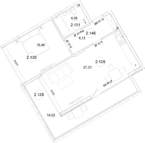 2-комн., 53.39 м²