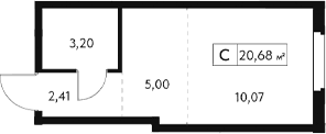 Студия, 20.68 м²