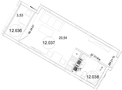Студия, 24.31 м²