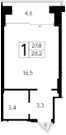 Студия, 23.2 м²