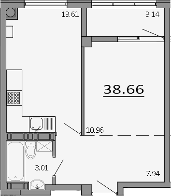 1-комн., 35.52 м²