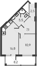 2-комн., 42.8 м²