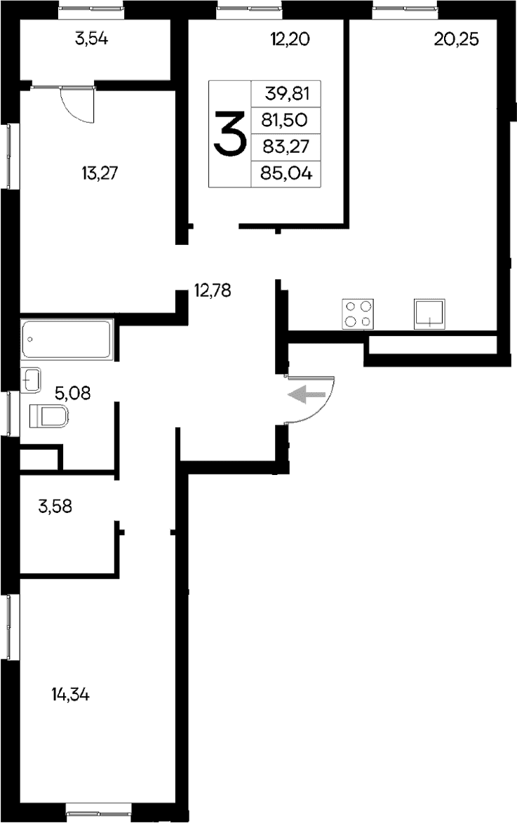 3-комн., 81.5 м²