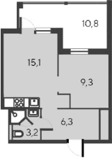 2-комн., 33.9 м²
