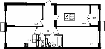 3-комн., 78.44 м²