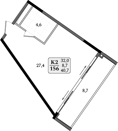 Студия, 32 м²