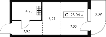 Студия, 21.15 м²