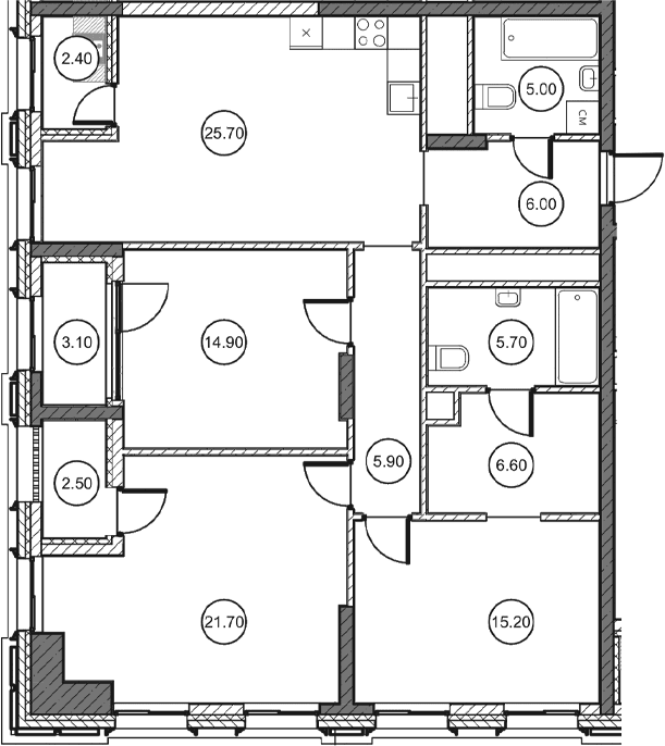 3-комн., 106.9 м²