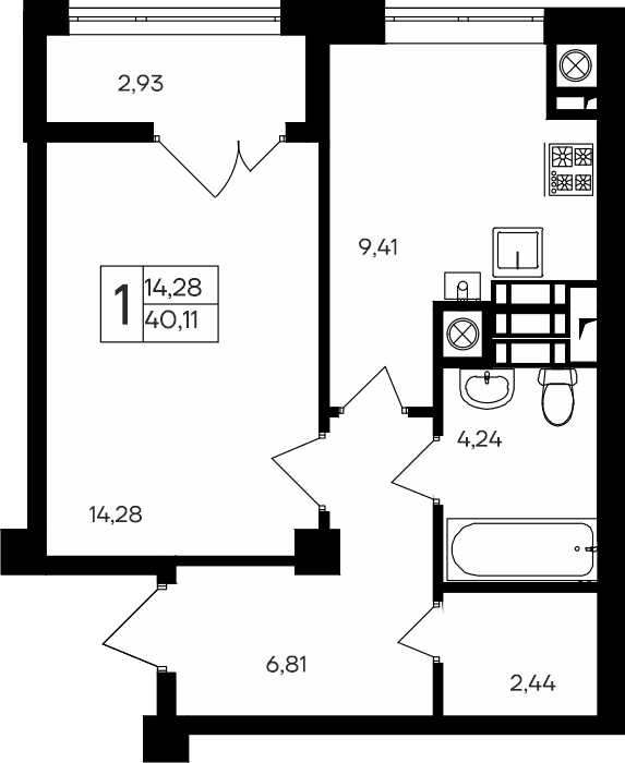 1-комн., 37.18 м²