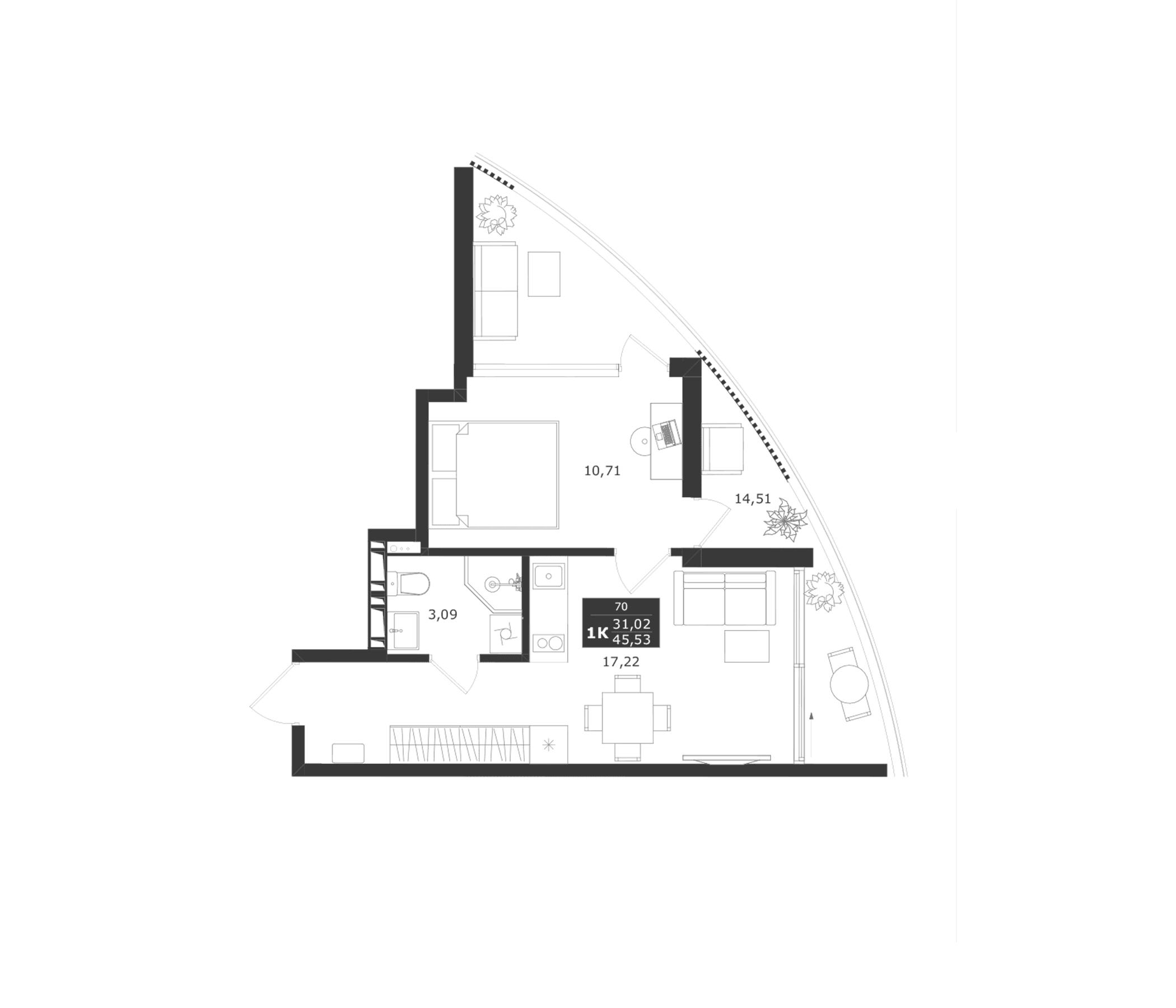 1-комн., 31.02 м²