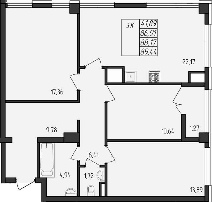 4-комн., 86.9 м²