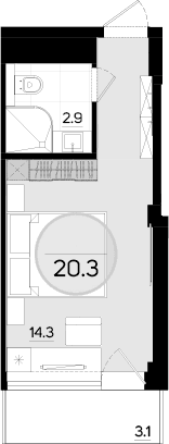 Студия, 17.2 м²