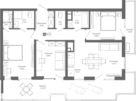 4-комн., 67.84 м²