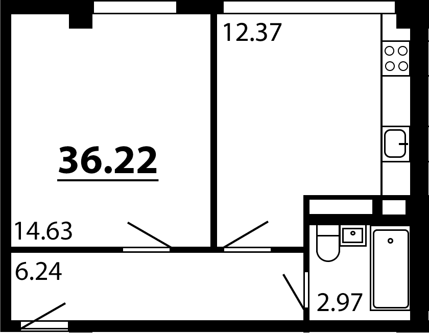 1-комн., 36.22 м²