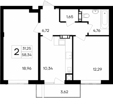 2-комн., 54.72 м²