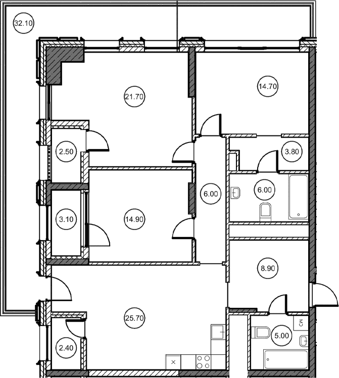 3-комн., 106.67 м²