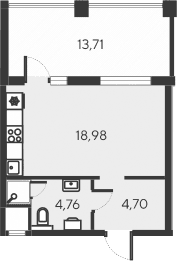 Студия, 28.44 м²