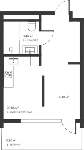 Студия, 26.12 м²