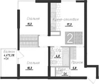 3-комн., 50.1 м²