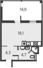 Студия, 27.1 м²