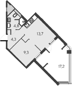 2-комн., 32.1 м²