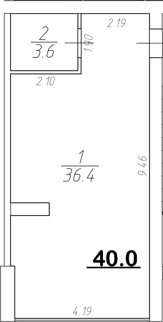 Студия, 40 м²
