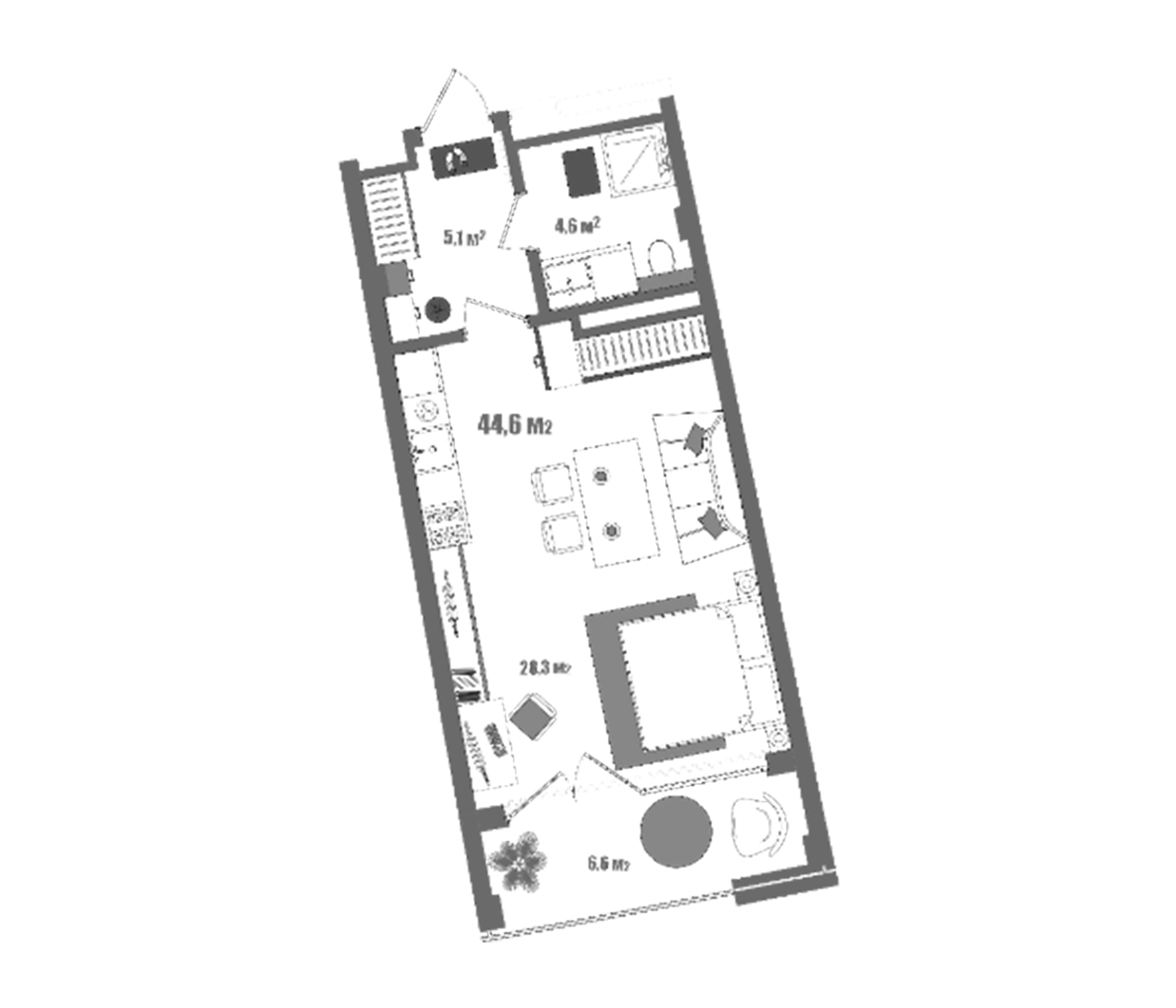 Студия, 38 м²