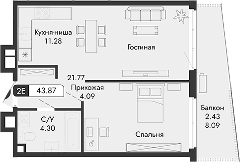 Своб. план., 41.44 м²