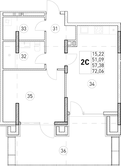1-комн., 51.09 м²