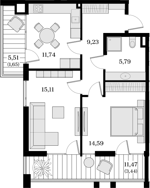 2-комн., 56.46 м²