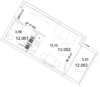 Студия, 18.64 м²