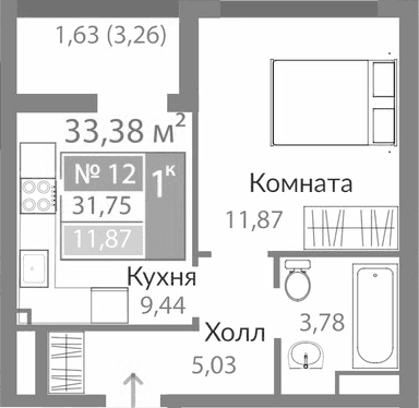 1-комн., 30.12 м²